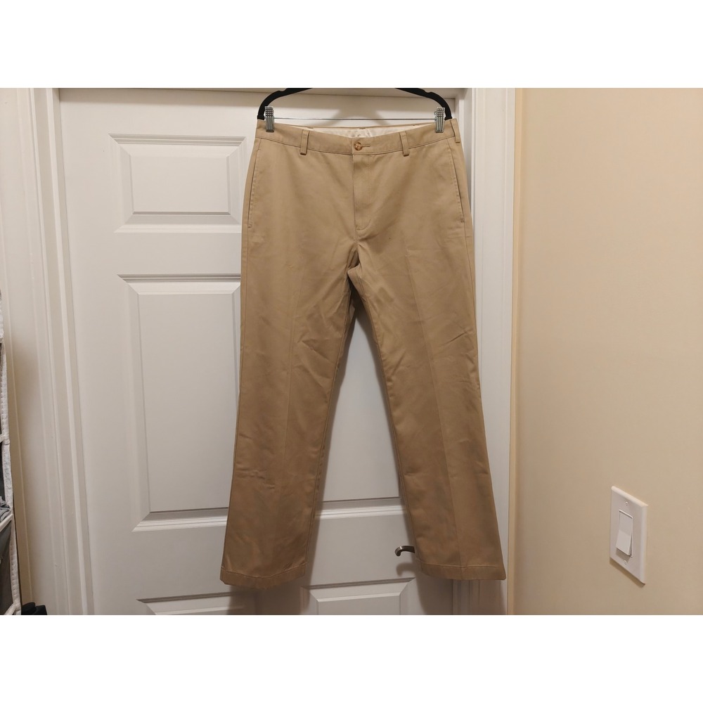 LL Bean Mens Standard Fit Chino Pants Khaki Tan 100% Cotton 34x30 290508